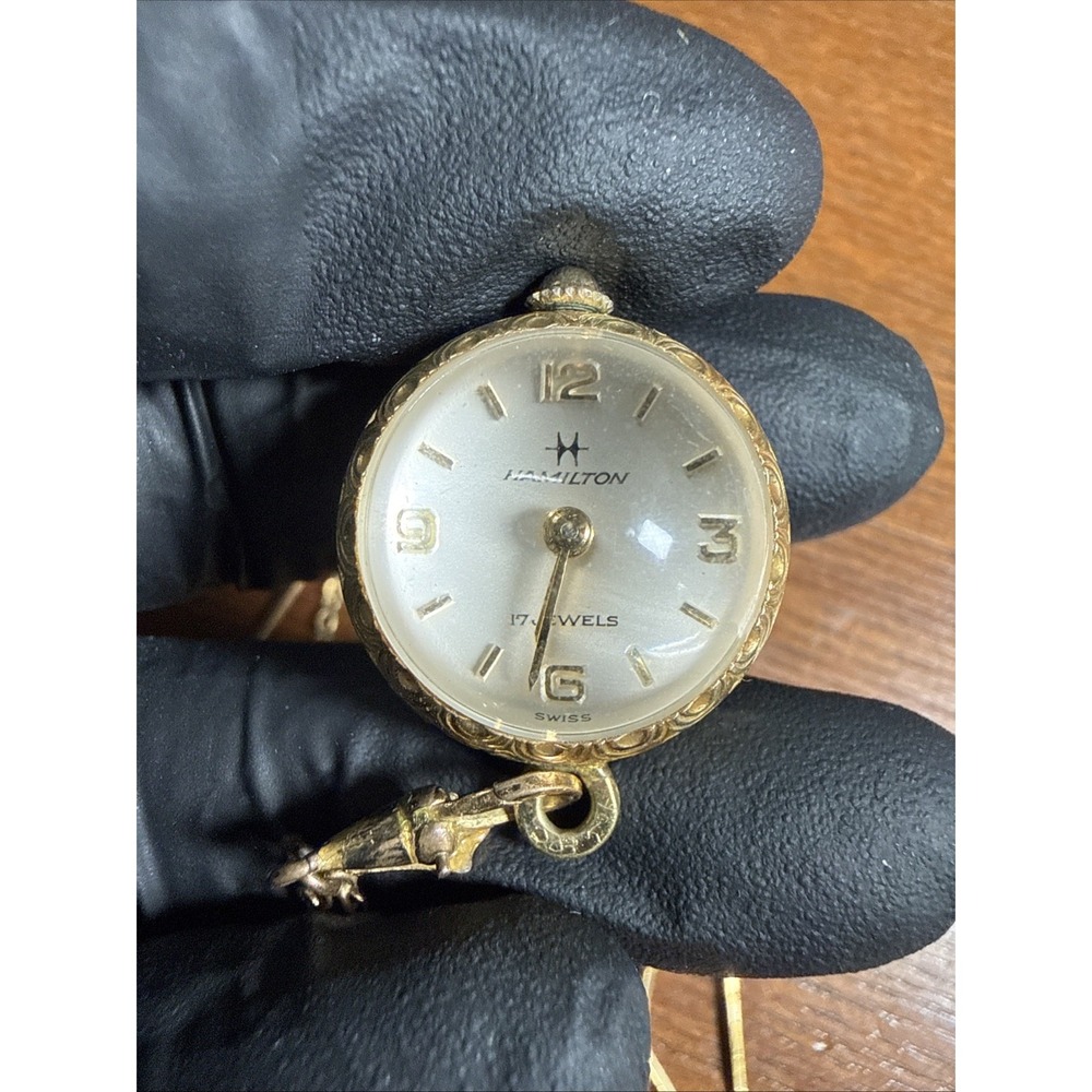 Hamilton Ball 17 Jewel Mechanical Pendant Watch Gold Plated Running 28 In Chain